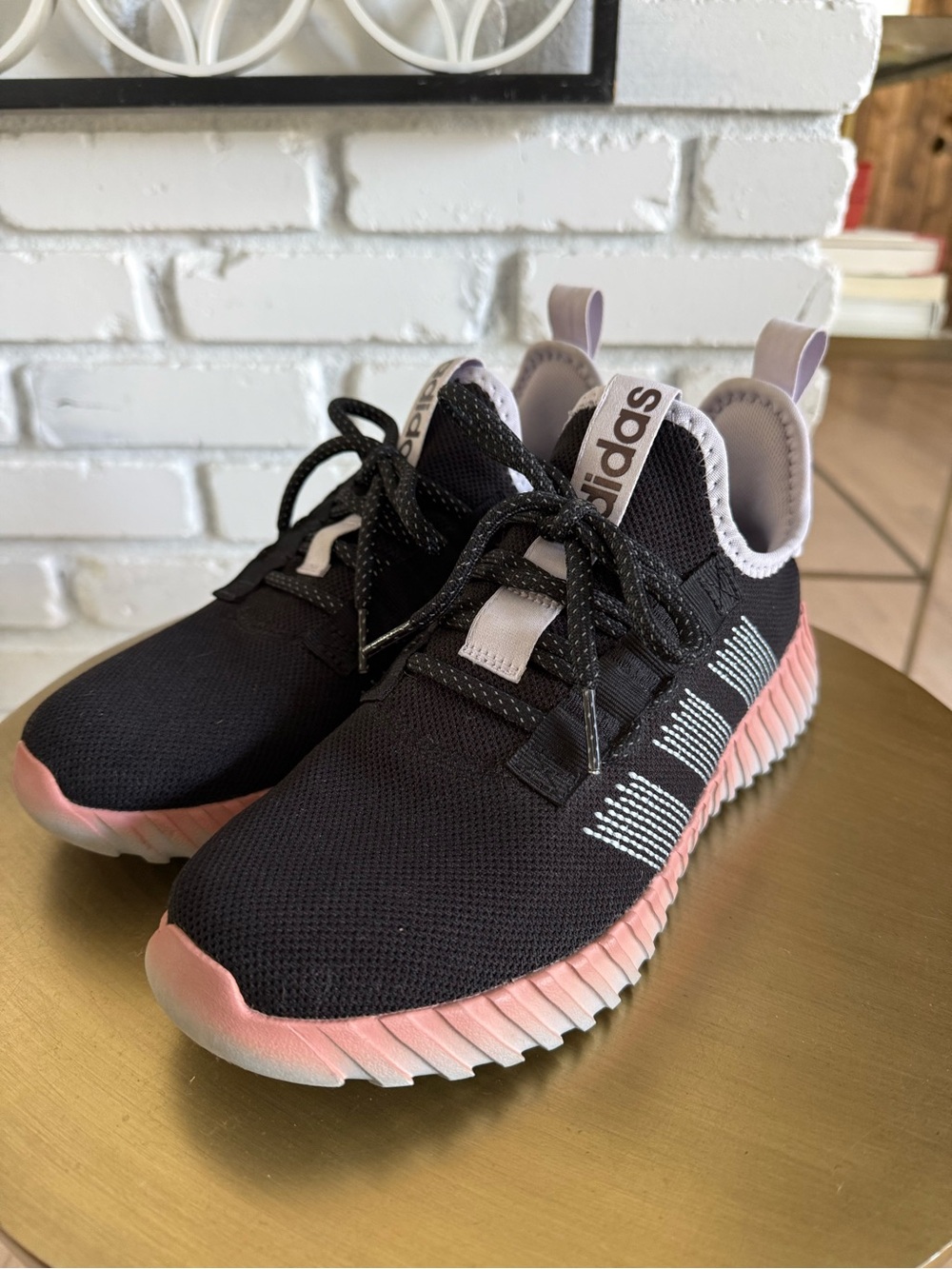 Adidas Kaptir Flow Black & Pink Knit Athletic Shoes